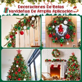 HomeChi Adornos de Esferas de Navidad 45PCS, Juego de Adornos para Arbol de Navidad, Kit de Inastillable para Arbol Colgante para Decoración de Arbol de Navidad, Verde Rojizo