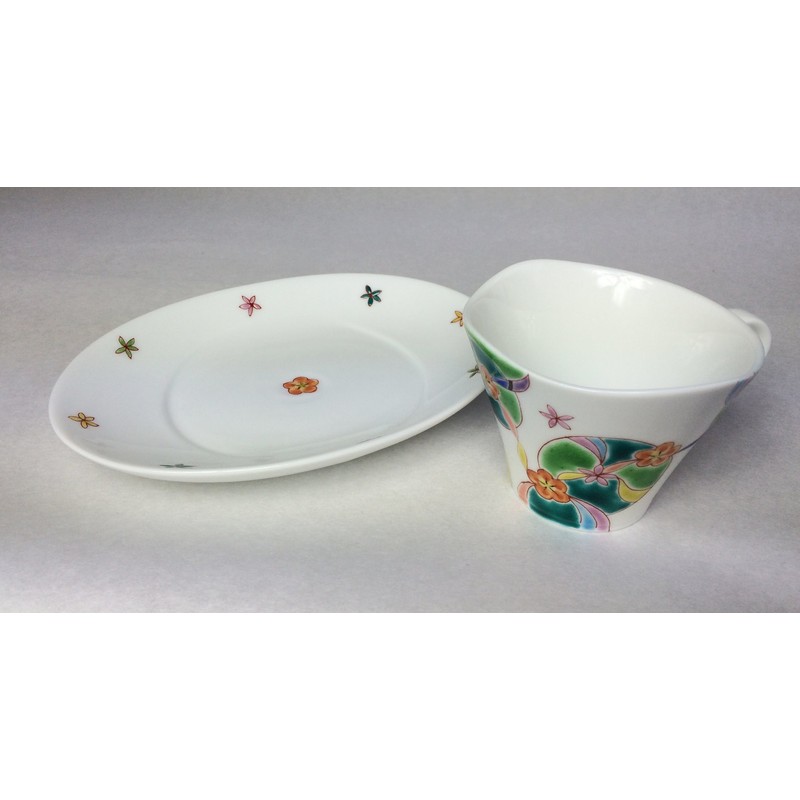 maruzen 岩田 九谷焼 Small Shop Cup & Saucers Flower rhyme