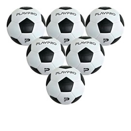 PLAYPRO Classic Training Soccer Ball for All Ages, Winding Bladder, Sizes 2, 3, 4 and 5 (Classic, 3-6 Pack)