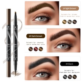Eyebrow Pencil, Waterproof, 2-in-1 Dual-Ended Microblading Eyebrow Pencil, Microblading Eyebrow Pencil, Long-Lasting, Smudgeproof, Quick-Drying, Liquid Eyebrow Pencil (Dark Brown)