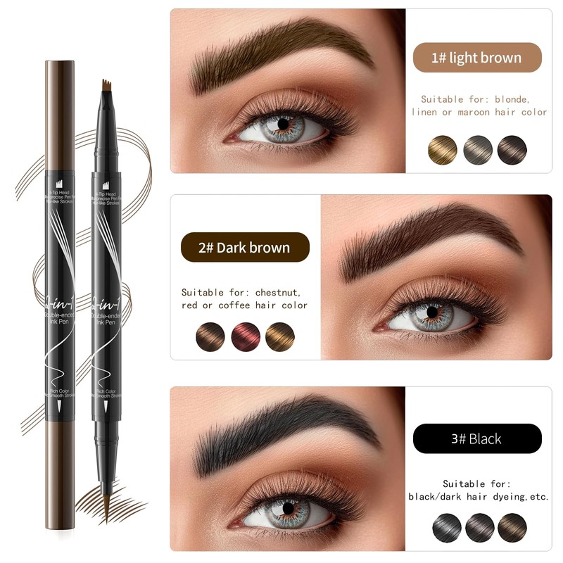 Eyebrow Pencil, Waterproof, 2-in-1 Dual-Ended Microblading Eyebrow Pencil, Microblading Eyebrow