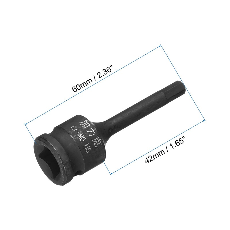 sourcing map 6 Pcs 3/8" Drive x H5(5mm) Impact Hex