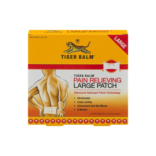 Tiger Balm Pain Relieving Patch Large 4 Each (Pack of 12)