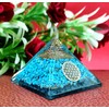 Sawcart Turquoise Crystal Orgone Pyramid With Flower Of Life Symbol