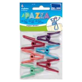 Parodi&Parodi Set of 6 Colored PVC Clothespins High Strength Useful for Laundry and Multipurpose Kitchen Pack Paper Clips Clothes Maximum Hold Iron Pegs, Neutral, Default