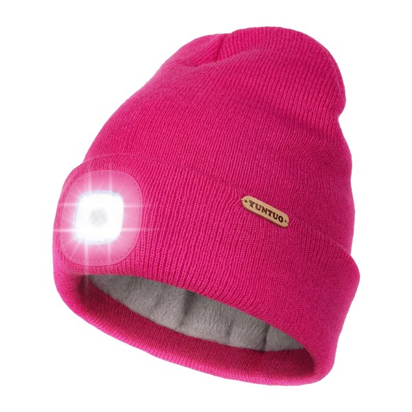 YunTuo Fleece Lined Kids LED Beanie Headlamp Hat with Light