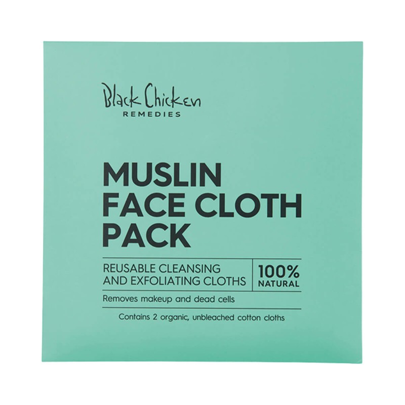 Black Chicken Remedies Muslin Face Cloth Pack, 2 Pack