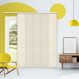 Adjustable Panel Track Blinds for Sliding Glass Door, 46"-86" W x 0-96" H, Trimmable Vertical Blinds for Patio Doors, Open Spaces and Room Dividers, Light Filtering, Wilshire Beige, by YELLOW BLINDS