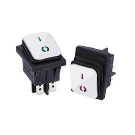 Switian KCD4 Metal Waterproof Mini Switch 2 Pieces with LED Indicator SPST ON-OFF Switch 4-Pin 16A 250VAC (Red/Green) IP65 for Electrical Appliances