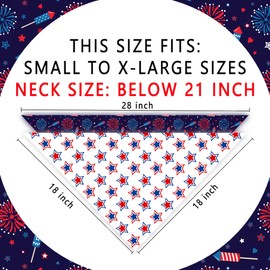 Independence Day Dog Bandanas 2 Pack, Stars and Firewoks 4th of July Dog Scarfs for Boy and Girl, Memorial Day Pet Scarves for Small Medium Large Dogs
