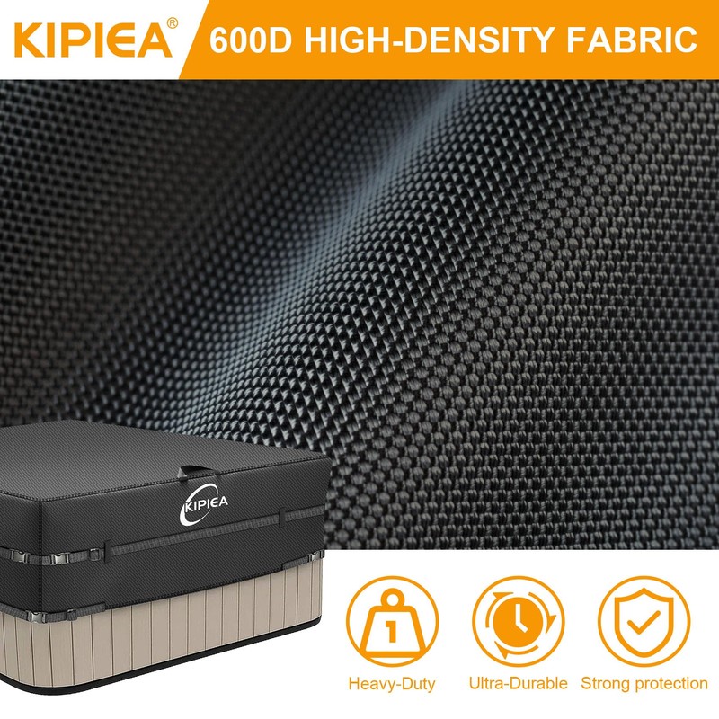 Kipiea 600D Outdoor Waterproof Square Hot Tub Cover Protector, Heavy