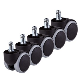 SKIR'CO Pack of 5 50 mm Rubber Chair Castors, Office Chair Castors, Replacement Castors, Swivel Wheels, Universal Short Stems (5, Diameter 11 mm)