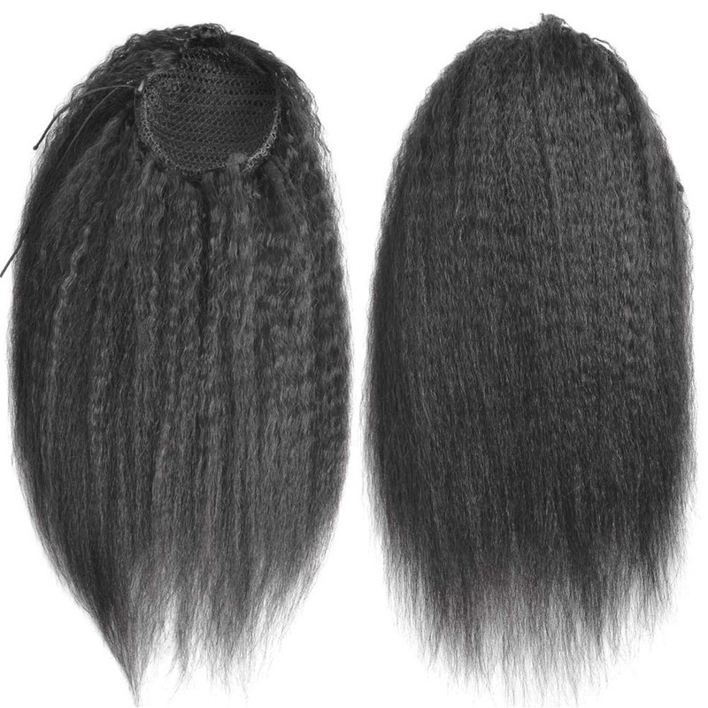 16 inch Wrap Drawstring Short Afro Kinky Curly Human Hair