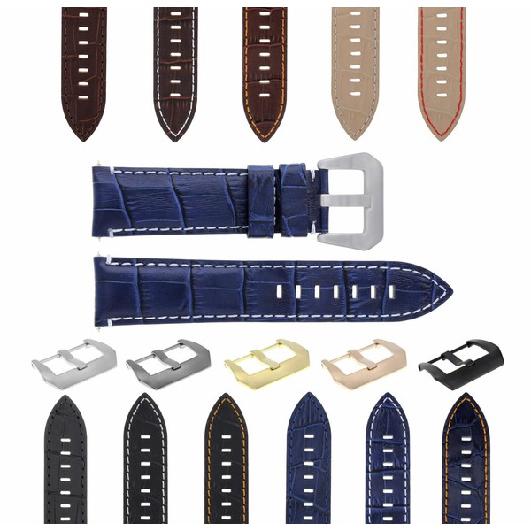 Ewatchparts 22-24mm Leather Watch Band Strap Compatible With Montblanc Timewalker