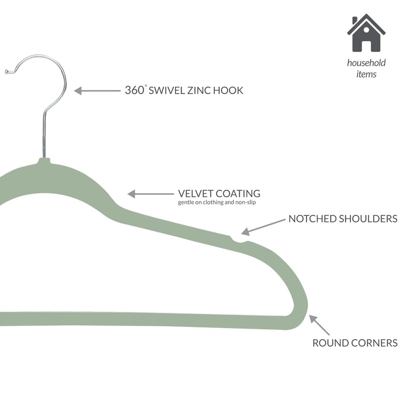 Simplify Slim Velvet Clothes Hangers | 100 Pack | Non-Slip