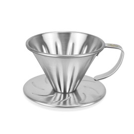 MERMOO YILAN Pour Over Coffee Dripper Stainless Steel Metal Reusable Cone Coffee Filter Slow Brewing Accessories for Home Cafe Restaurants (S)