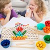 Wooden Peg Board Beads Game Educational Rainbow Clip Beads Puzzle