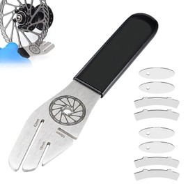 CAAGGMM Bicycle Brake Disc Adjuster, Stainless Steel Bicycle Brake Discs Straightening Tool with 1 Disc Brake Wrench, 4 Ovals and 4 Curved Adjustment Keys, for Bike Repairing