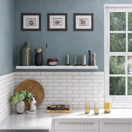 Ballucci Floating Shelf, 48" Wood Wall Shelf with Invisible Brackets for Bathroom, Living Room, Bedroom, Kitchen, Nursery, 8" Deep, White