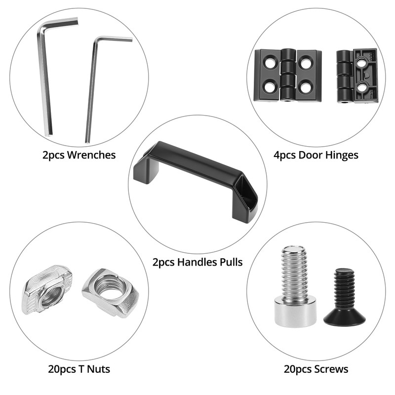 QWORK 2 Sets 2020 Series Door Handle and Frame Hinges