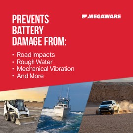 Megaware - BatteryGuard Protector - Great for Boats, RVs, Semi Trucks, and Off-Road Vehicles - Shock and Vibration Absorber - Fits 31 Group Batteries (12.75 x 6.88 x 0.375 In)