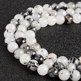 100 abalorio de cuarzo turmalina de 6 mm, abalorio redondas y sueltas para manualidades y fabricación de joyas