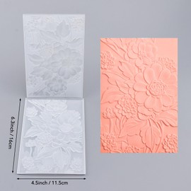 Briartw Blooming Flowers Texture Template 3D Embossing Folder For Card Making Adding Textured Detail to Paper Crafting 6.3x4.5inch Clear Texture Plate Perfect For Heavyweight Cardstock (≥250gsm/92lb)