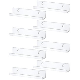 Goxiry Pack of 8 Vinyl Record Wall Brackets, 12 Inch Acrylic Wall Shelf, Transparent, Transparent Floating Shelf for Vinyl, Albums, Photos Books, Sturdy Storage Decor