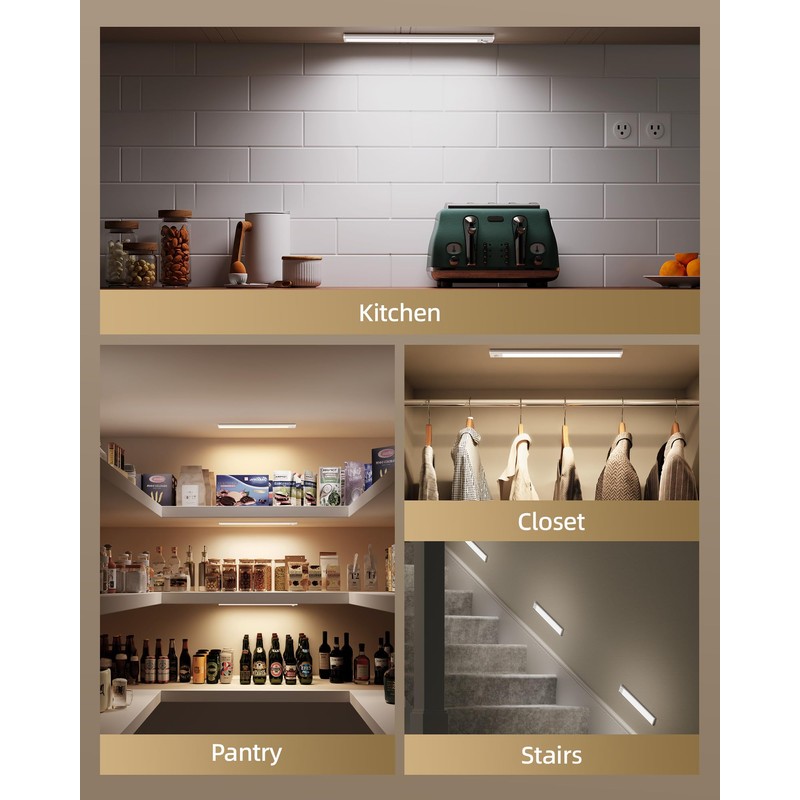 Under Cabinet Lighting, 12inch Rechargeable Motion Sensor Light Indoor, 1800mAh
