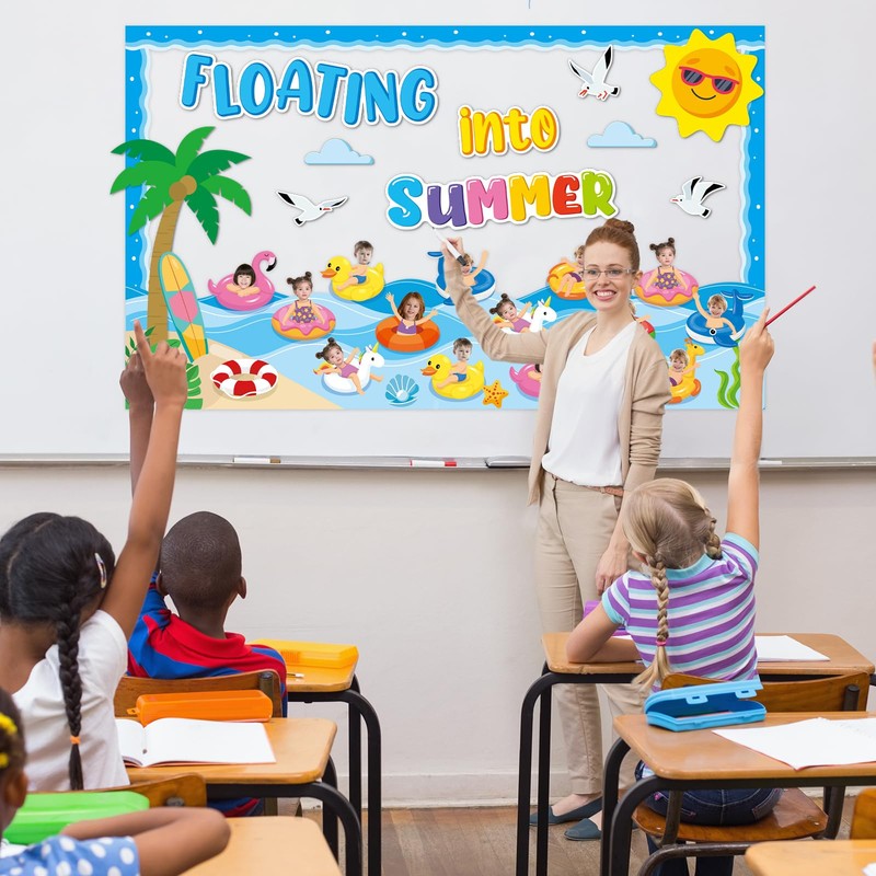 Summer Bulletin Board Classroom Decorations Floating into Summer Paper Cutouts