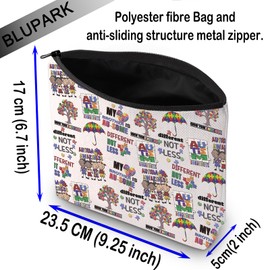 BLUPARK Awareness Support Gift Gift Different Not Less Makeup Bag Autism Mom Gift Autism Awareness Puzzle Cosmetic Bag, Different Not Less, Retro