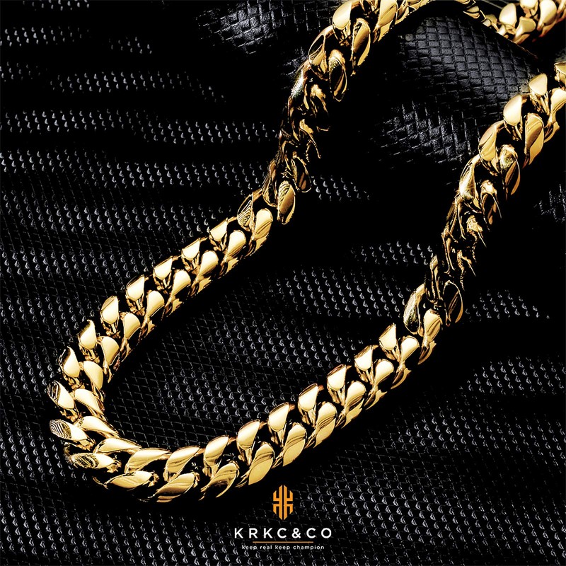 KRKC&CO Cuban Link Chain, 18K Gold Plated, Men's Gold Chain