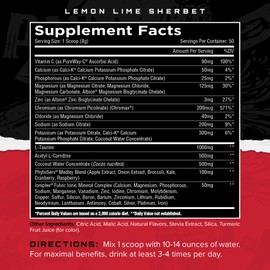 Unmatched, ElectraShred Advanced Hydration Formula, Lemon Lime Sherbet, 50 Servings