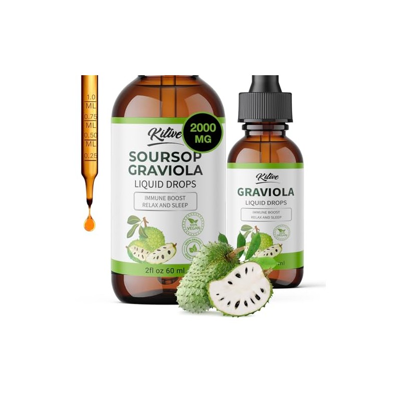 KITIVE Organic Soursop Bitters Liquid Drops: Traditional Herbal Extract, Pure