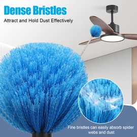 Cobweb Duster with Extension Pole, 6.5FT Lightweight Brush with Pole, Stiff Bristles Duster Head with Adjustable Stainless Steel Handle for Outdoor Indoor Cleaning