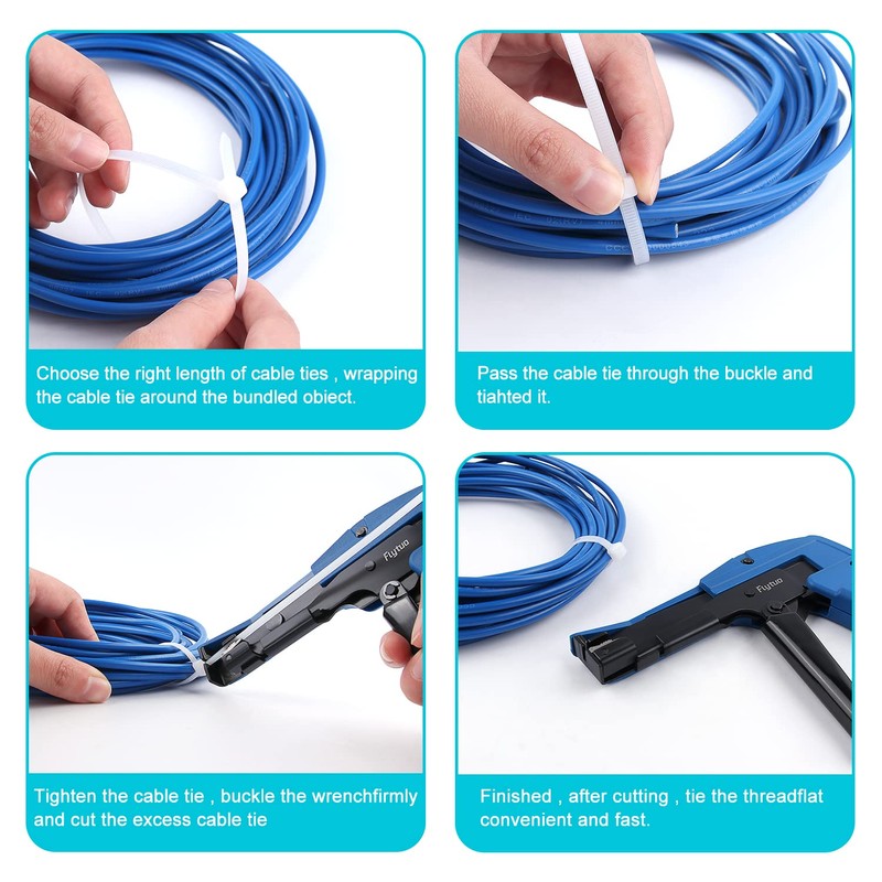Flytuo Nylon Plastic Cable Tie Gun, All Steel Heavy Duty