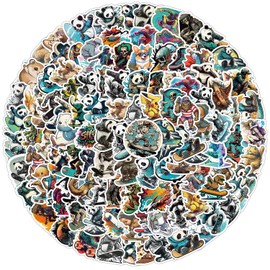 Skateboard Panda Stickers Pack of 100 Stickers for Laptop, Bumper, Water Bottles, Computer, Phone, Protective Helmet, Car Stickers and Stickers, Adults, Children, Teenagers for Stickers