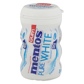 Mentos Pure White Sugar-Free Chewing Gum With Xylitol, Sweet Mint, 50Piece Bottle