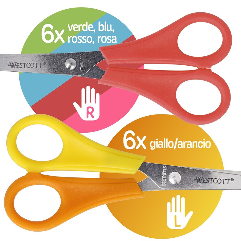 Westcott E-2151S Forbici bambino con punte per destrimano e mancini,