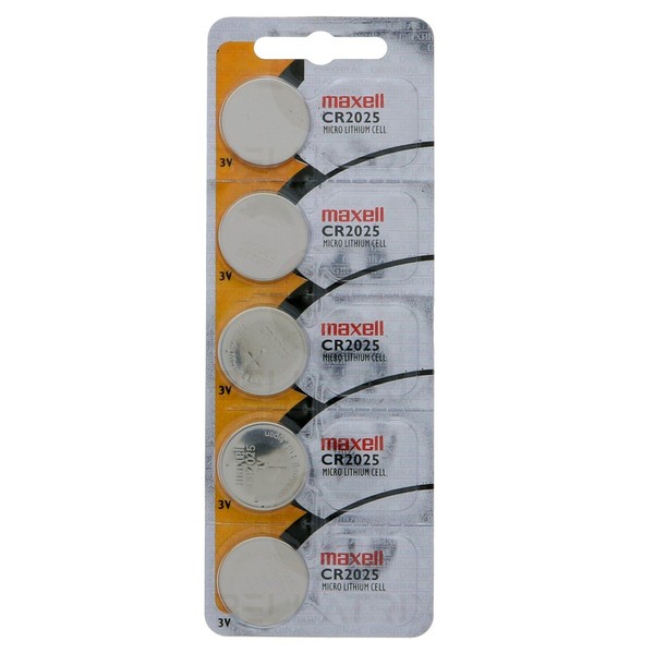 Genuine Maxell CR2025 3V Cell Button Battery (5-Pack)