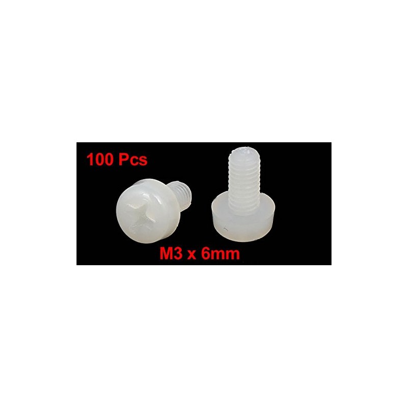 Sourcingmap M3 x 6mm Nylon Phillips Drive Fully Thread Pan