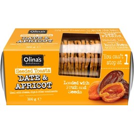 OLINA'S BAKEHOUSE Seeded Toasts - Date & Apricot 100g - 6 Pack