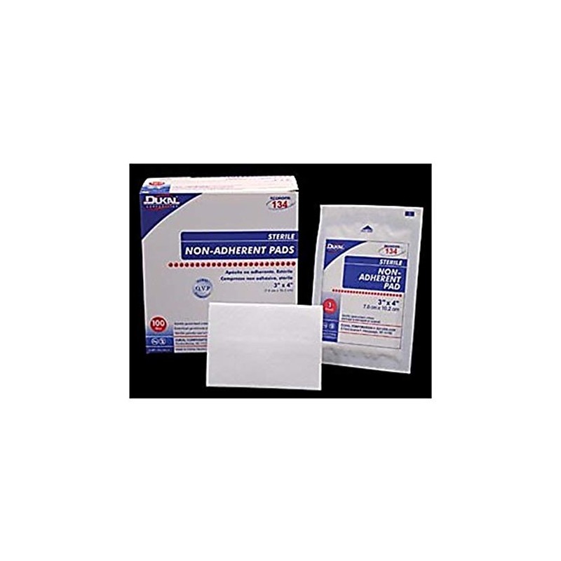 Dukal DUK 134 Non-Adherent Dressing Pad, Sterile, 3" x 4"