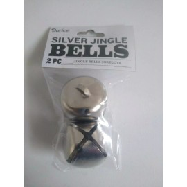 Darice Silver Shiny Jingle Bells 1.5 IN (3.8 cm) 2 Pieces Christmas Arts & Crafts