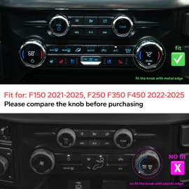 Polodunn for 2021-2025 Ford F150 Accessories & 2023-2025 Super Duty F250 F350 F450, 9pcs Aluminum Alloy Knob Covers Kit - Push Start, Headlight Switch, A/C, Vol Tune, Pro Trailer & Drive Mode (Red)