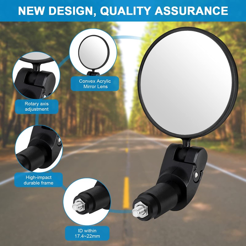 Accmor 2pcs Bike Mirror, Bar End Bicycle Riding Rearview Mirrors