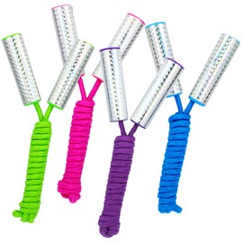 COM-FOUR® 4 x Skipping Ropes for Children - 210 cm, Adjustable Length - Jump Rope in Bright Colours with Glitter Handle - Jump Rope [Selection Varies] (Pack of 04 - Colour Mix 2)