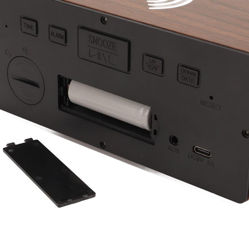 Wooden LED Clock Home Bedroom Brown Digital Alarm Clock with