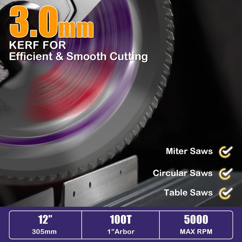 JINSINA 12" 100T Aluminum Circular Saw Blade, Table Miter Saw