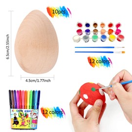 Seasboes 10 Easter Eggs Decoration, Easter Decoration Eggs, Wooden Eggs, Wooden Eggs Decoration, Beech Wood Wooden Eggs, Wooden Easter Eggs for Painting, Wooden Eggs Decoration Children, Large for